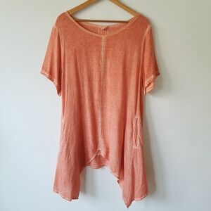 Catwalk Studio 100% Cotton Orange Oversized Lagenlook Tunic Top OS